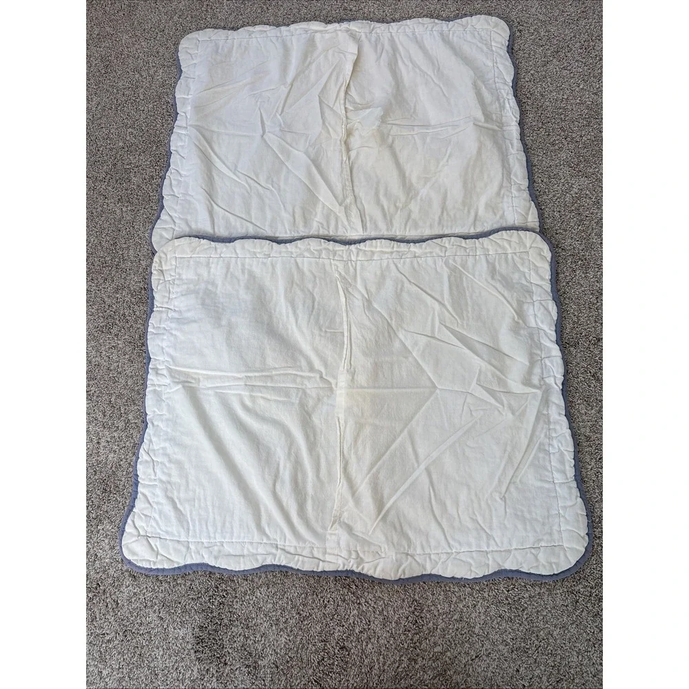 Embroidered Floral Wreath Full‎ Cream Quilt & Shams Scalloped Edge Cottagecore